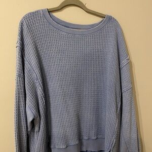 American Eagle Outfitters Light Blue Waffle Knit Sweater